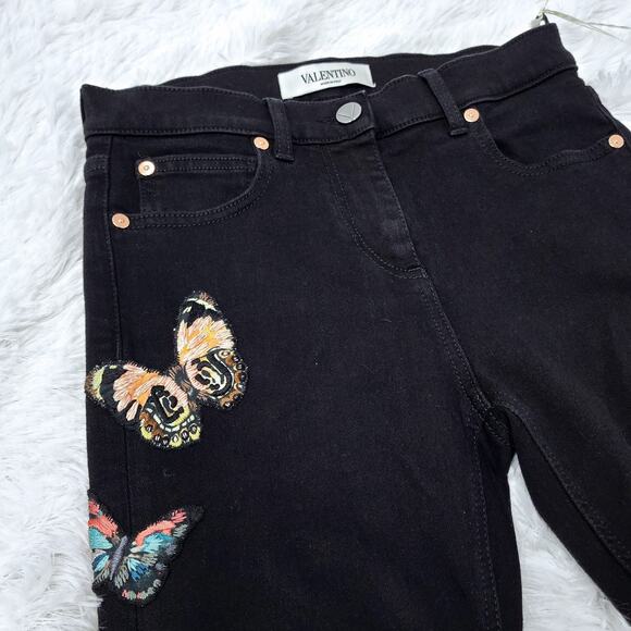 Valentino x Izumi Miyazaki 'Gravitation' Butterfly Print Jeans Black MSRP $2590 - Picture 4 of 16